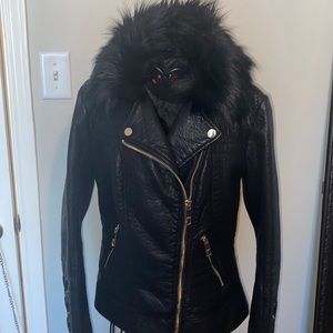 Guess Women’s Leather Jacket with Fur